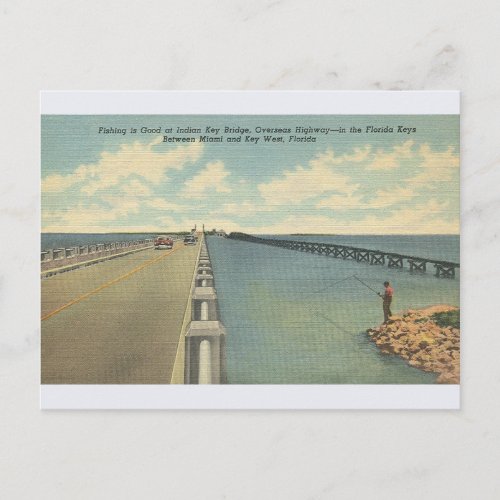 Vintage Indian Key Bridge Florida Keys Postcard