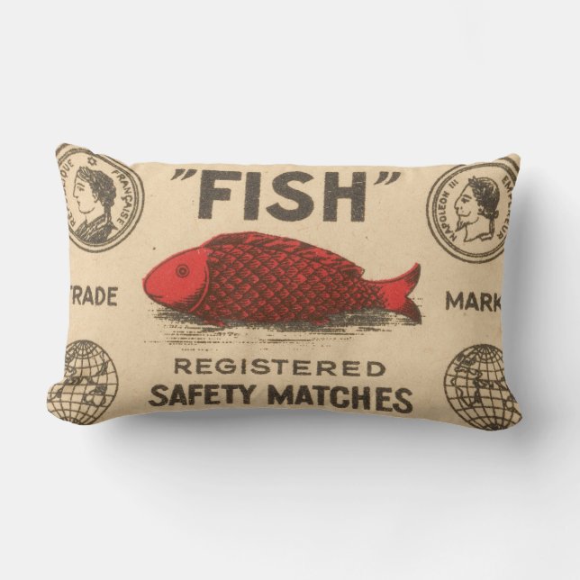 Vintage Indian Matchbox Cover Lumbar Pillow (Front)
