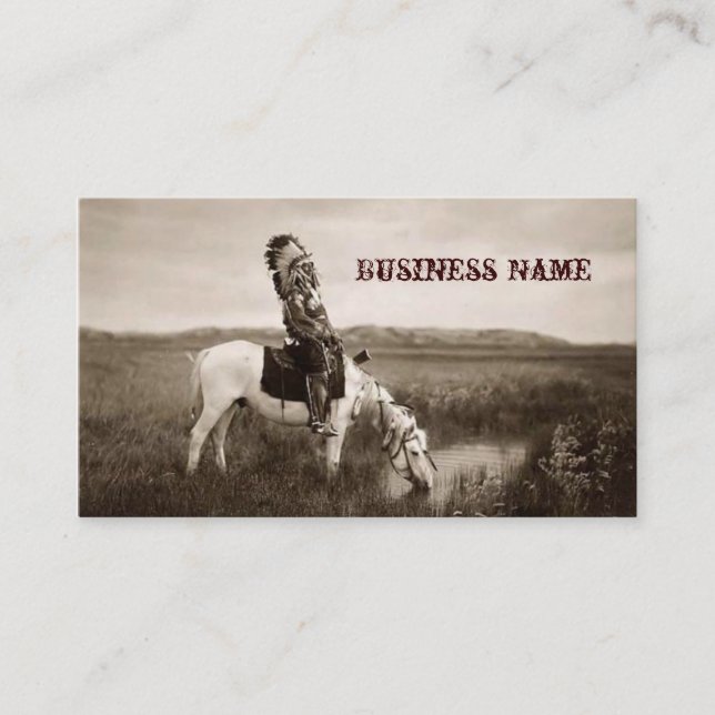 vintage Indian on Horseback Business Cards (Front)