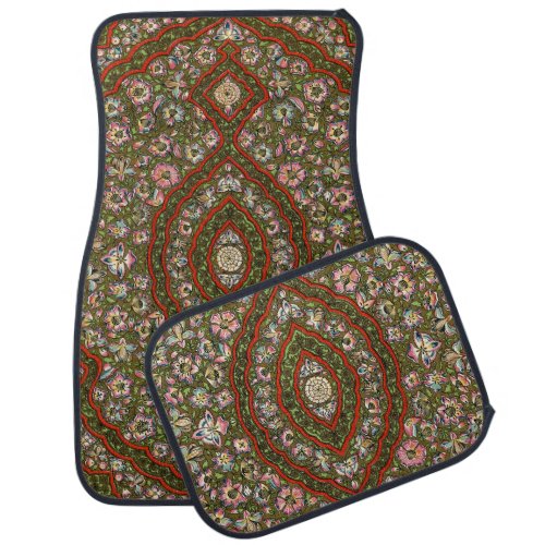 Vintage Indian Oriental Floral Ornate Rug