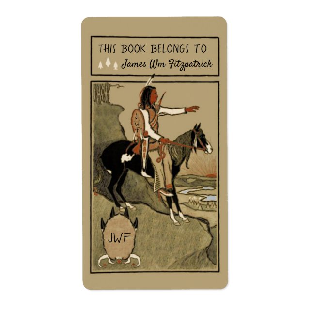 Vintage Indian Scout on Horseback Custom Bookplate (Front)