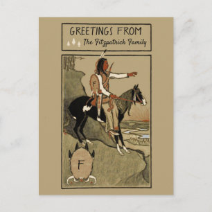 Vintage Indian Scout on Horseback Custom Greeting Postcard