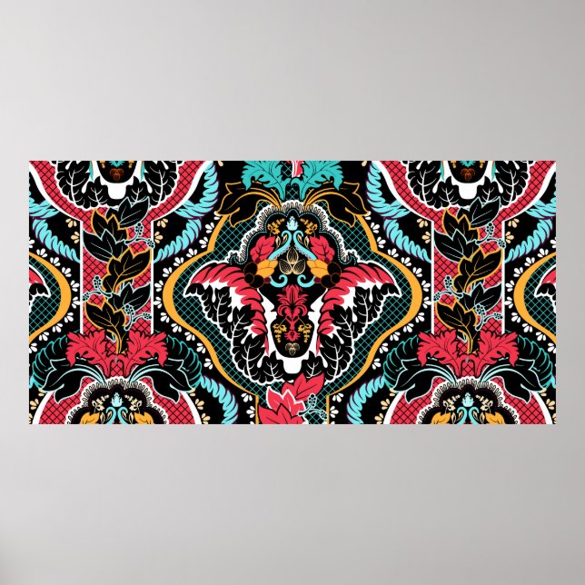 Vintage indian seamless pattern. Floral wallpaper Poster (Front)