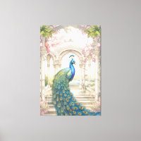 Vintage Indian Style Floral Garden Peacock