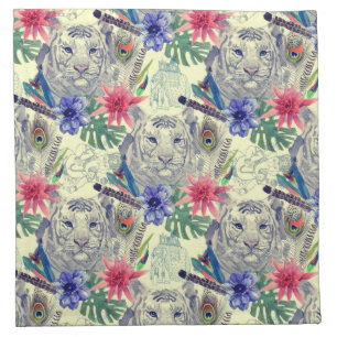 Vintage Indian Style Tiger Pattern Cloth Napkin