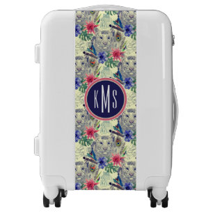 Vintage Indian Style Tiger Pattern Monogram Luggage