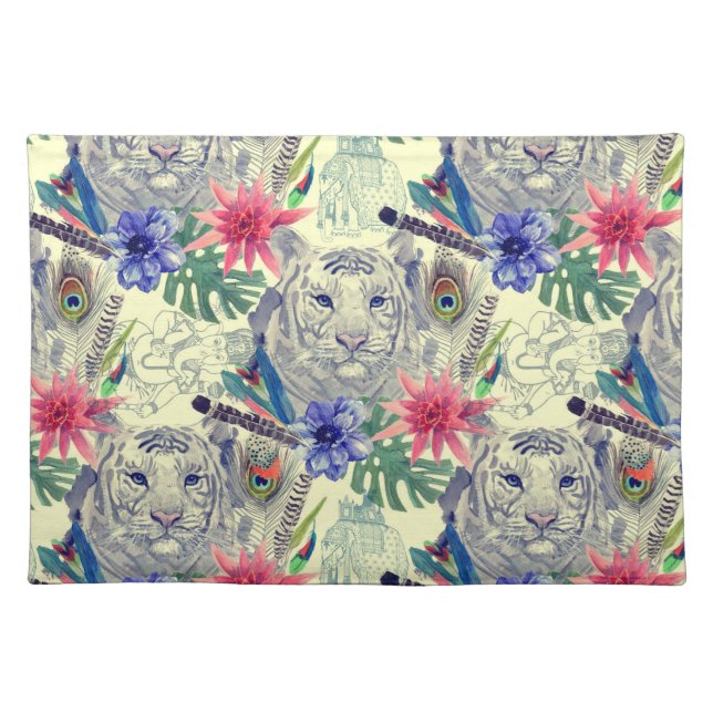 Vintage Indian Style Tiger Pattern Placemat (Front)