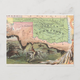 Vintage Indian Territory USA Bison Hunt Postcard