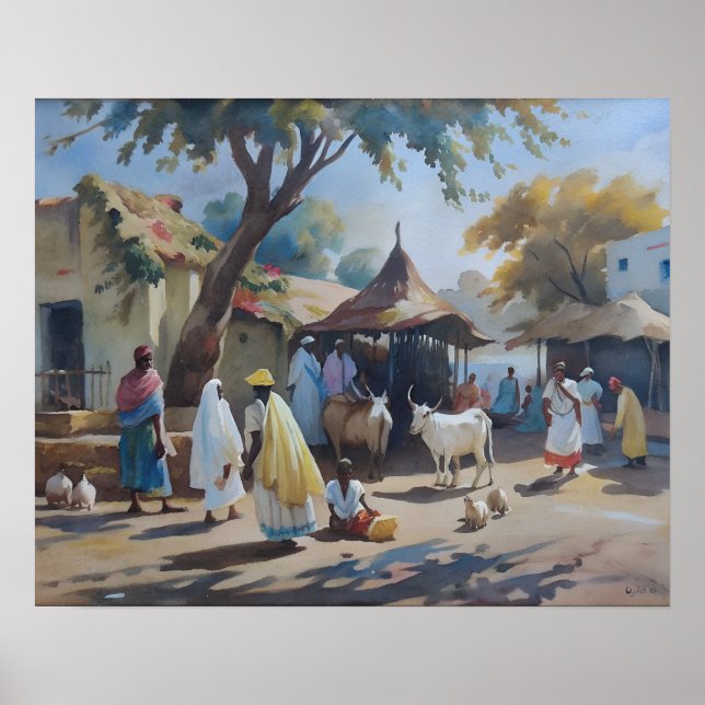 Vintage Indian Village Art Poster (Front)