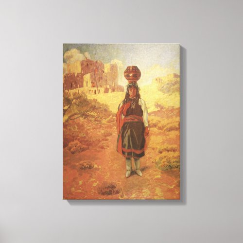 Vintage Indian Water Carrier by EW Rollins Canvas Print