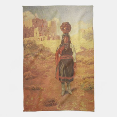 Vintage Indian Water Carrier by EW Rollins Kitchen Towel