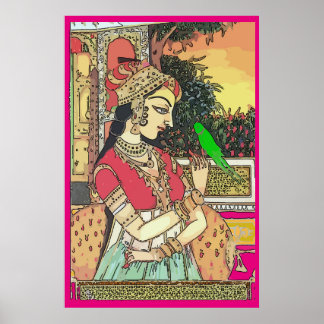 Vintage Indian Woman, Mughal Art Poster