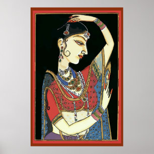 Vintage Indian Woman, Mughal Art Poster