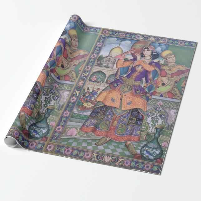 Vintage Indian women print wrapping paper (Unrolled)