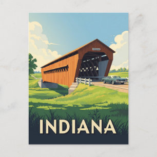 Vintage Indiana Covered Bridge Postcard