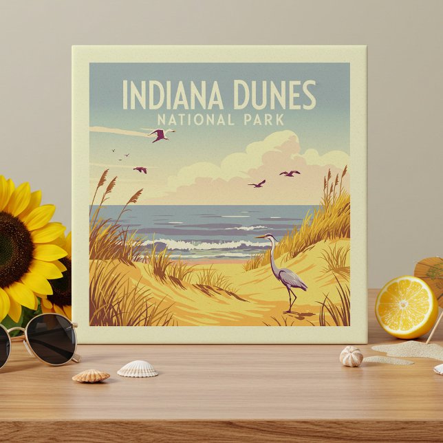 Vintage Indiana Dunes National Park  Ceramic Tile (Creator Uploaded)
