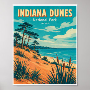 Vintage Indiana Dunes National Park Travel Poster