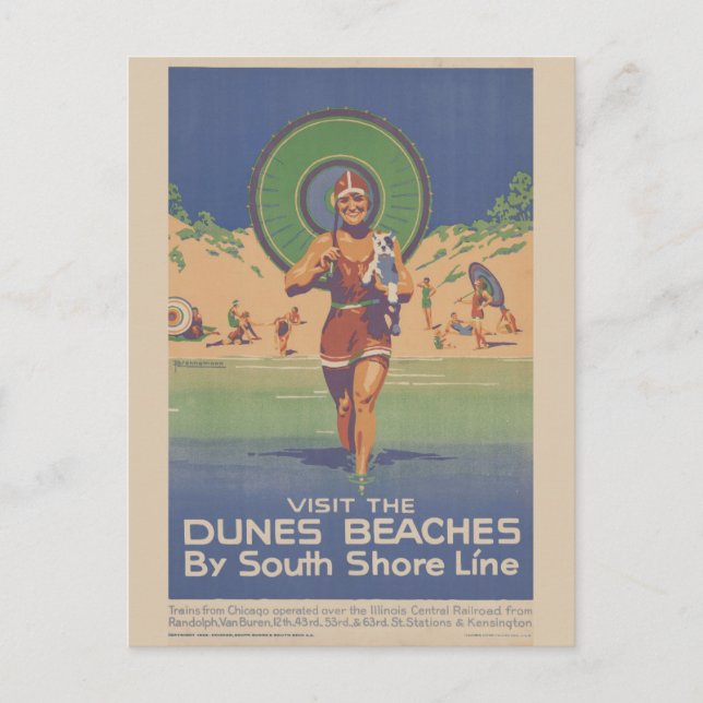 Vintage Indiana Dunes State Park Travel Postcard (Front)
