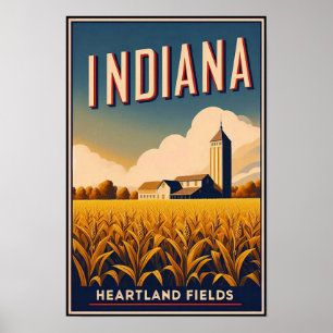 Vintage Indiana Farm Landscape Poster
