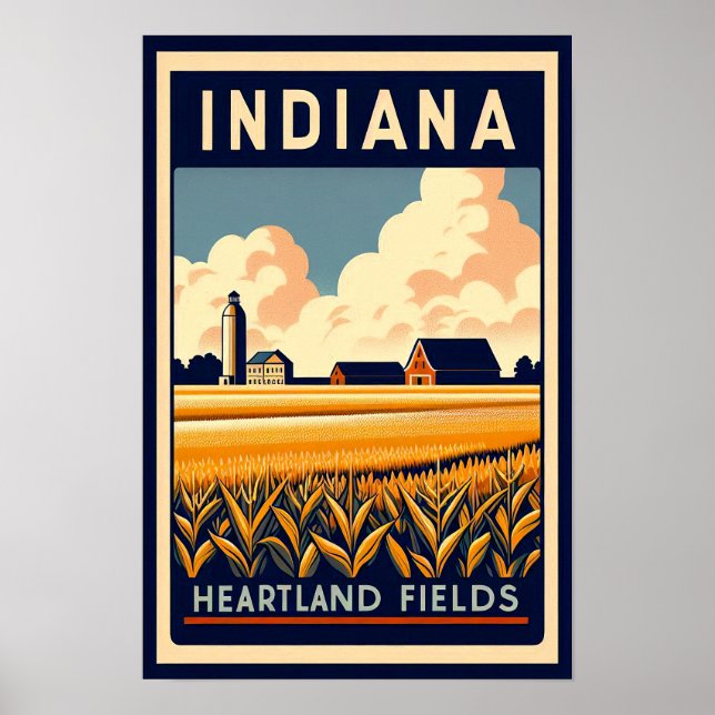 Vintage Indiana Farm Landscape Poster (Front)
