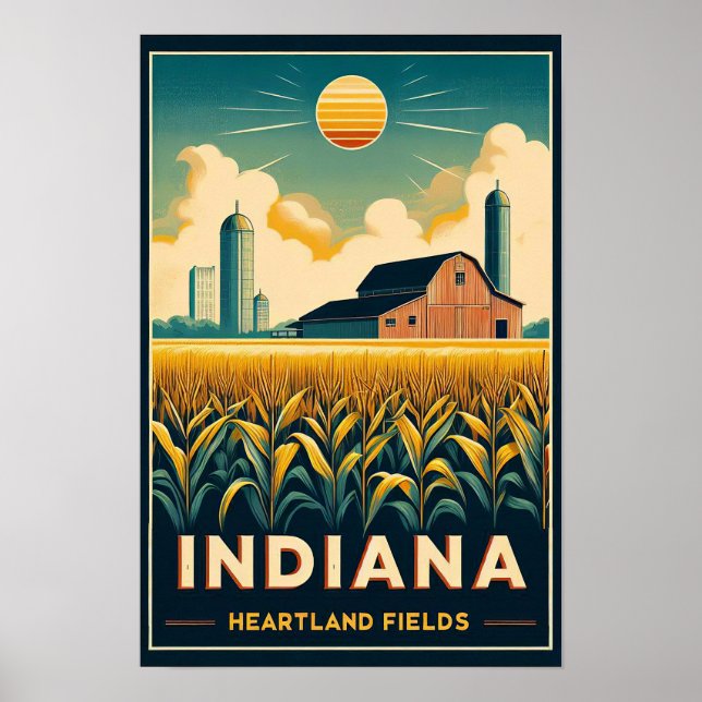 Vintage Indiana Farm Landscape Poster (Front)