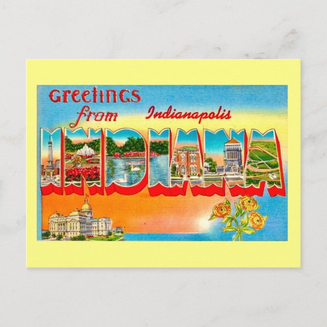 Vintage Indiana Greeting Postcard (Front)