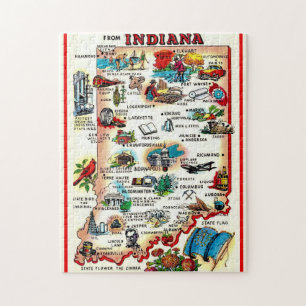 Vintage Indiana Illustrated 11x14 Puzzle
