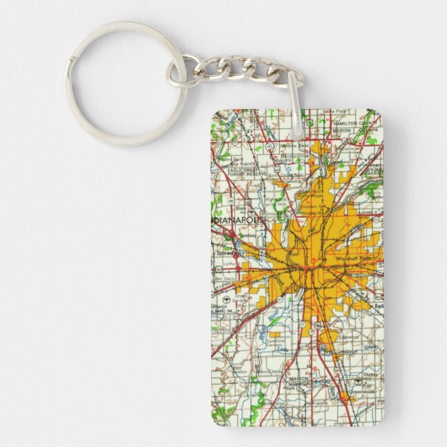 Vintage Indianapolis Map Keychain (Front)