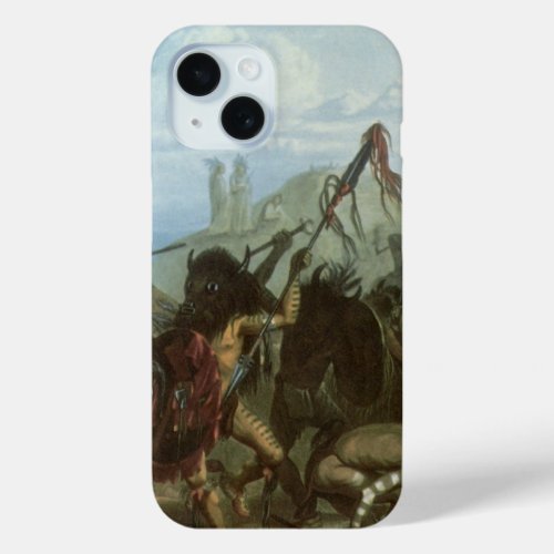 Vintage Indians Bison Dance by Karl Bodmer iPhone 15 Case