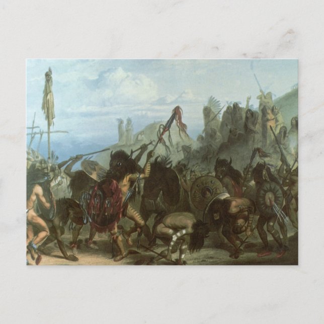 Vintage Indians, Bison Dance by Karl Bodmer Postcard (Front)