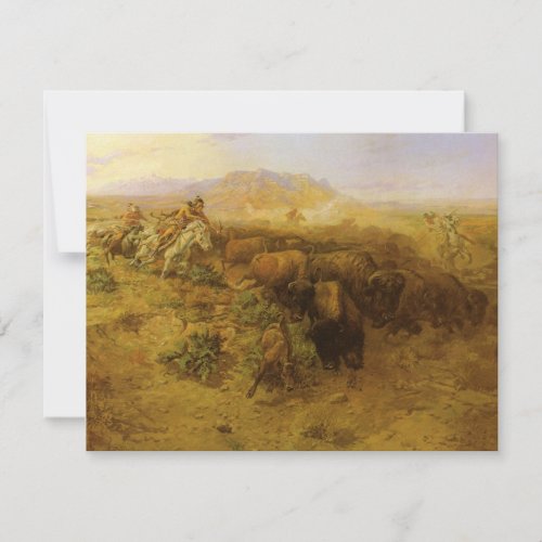 Vintage Indians Buffalo Hunt by CM Russell