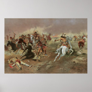 Vintage Indians, For Supremacy by CM Russell Poster