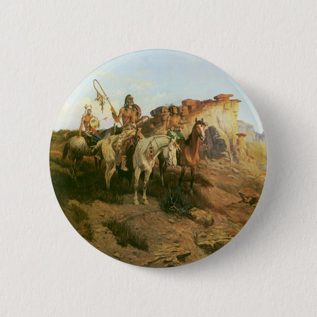 Vintage Indians, Prowlers of the Prairie, Seltzer, Button (Front)