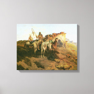 Vintage Indians, Prowlers of the Prairie, Seltzer, Canvas Print