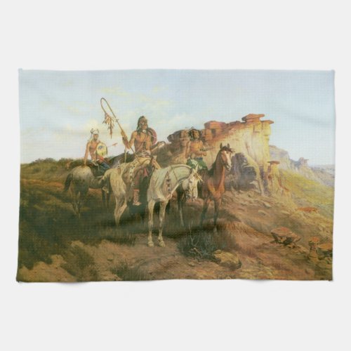 Vintage Indians Prowlers of the Prairie Seltzer Kitchen Towel