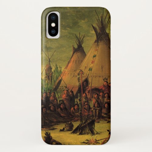 Vintage Indians Sioux War Council by Catlin iPhone X Case
