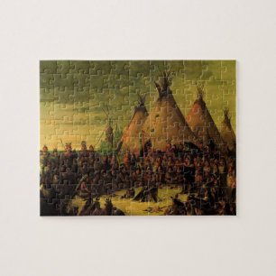 Vintage Indians, Sioux War Council by Catlin Jigsaw Puzzle