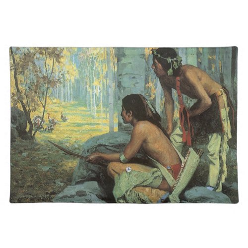 Vintage Indians Taos Turkey Hunters by Couse Cloth Placemat
