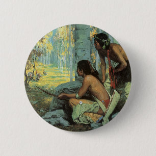 Vintage Indians, Taos Turkey Hunters by Couse Pinback Button