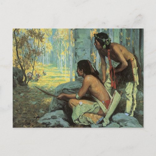 Vintage Indians Taos Turkey Hunters by Couse Postcard