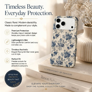 Vintage Indigo Ivy Toile Flora Elegance iPhone 17 Pro Max Case