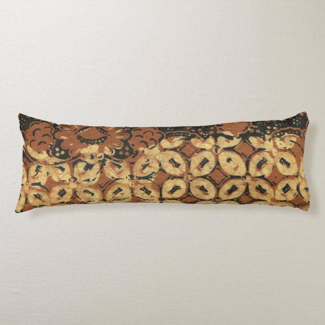 Vintage Indonesian Batik Kawung Pattern Rustic Body Pillow (Front)