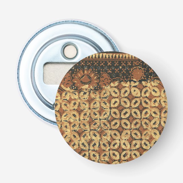 Vintage Indonesian Batik Kawung Pattern Rustic Bottle Opener (Front)