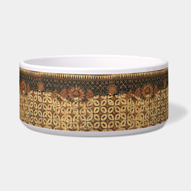 Vintage Indonesian Batik Kawung Pattern Rustic Bowl (Front)