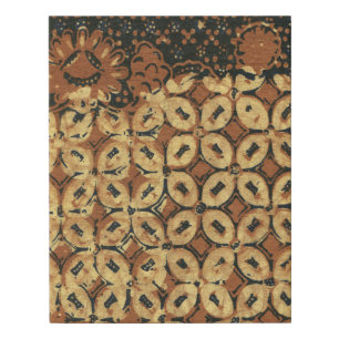 Vintage Indonesian Batik Kawung Pattern Rustic Faux Canvas Print