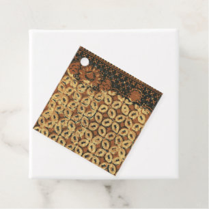 Vintage Indonesian Batik Kawung Pattern Rustic Favor Tags