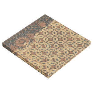 Vintage Indonesian Batik Kawung Pattern Rustic Gallery Wrap