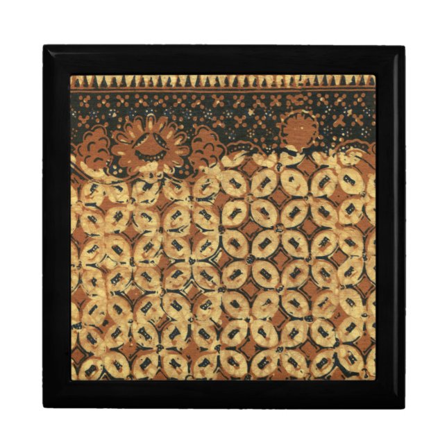 Vintage Indonesian Batik Kawung Pattern Rustic Gift Box (Front)
