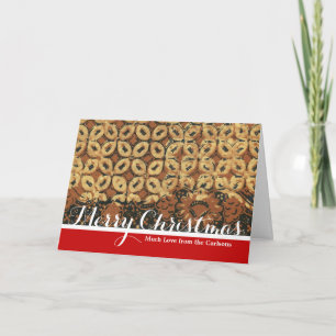 Vintage Indonesian Batik Kawung Pattern Rustic Holiday Card
