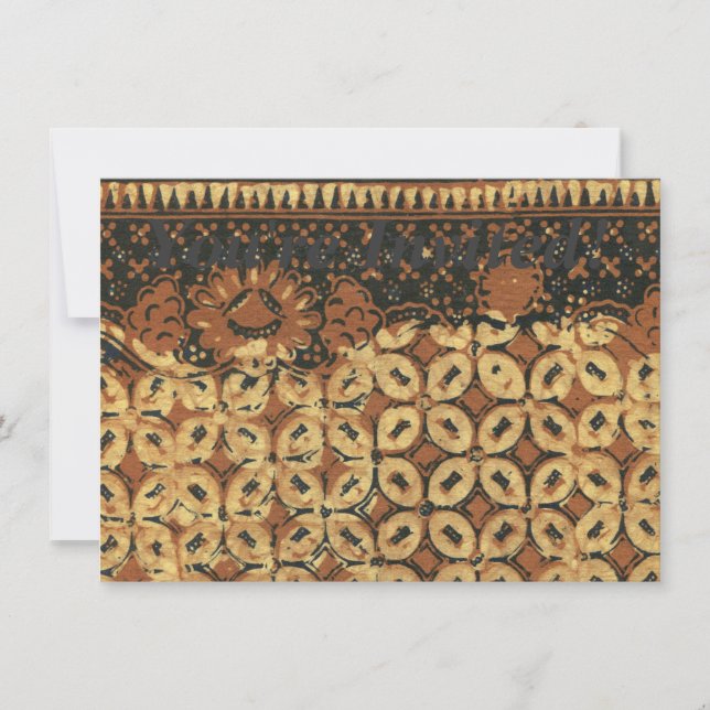 Vintage Indonesian Batik Kawung Pattern Rustic Invitation (Front)